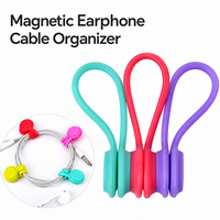 Pengatur Kabel Magnetik, Pembungkus Kabel Silikon yang Dapat Digunakan Kembali dan Penggulung Earphone untuk Headphone, Kabel Pengisi Daya USB, Perjalanan, dan Meja