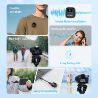 Microphone Lavalier Sans Fil FEELWORLD LM1 OEM avec Étui de Charge pour Diffusion en Direct – Vente en Gros Usine