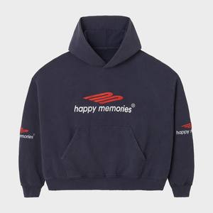 Ropa de calle de peso pesado personalizada para hombre con cuatro cajas ajustadas con diamantes de imitación 100% algodón estampado Vintage bordado cremallera parche corte coser Sudadera con capucha - Product Image 1