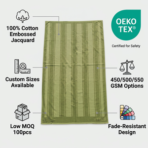 Toalla de <span class=keywords><strong>Playa</strong></span> Jacquard Antimicrobiana Personalizada 100% Algodón, 450-550GSM, 70x140-90x180cm, Color Sólido, Toalla de Baño Moderna <span class=keywords><strong>para</strong></span> Gimnasio - Product Image 1