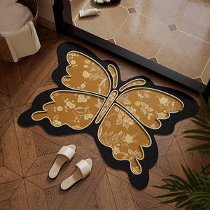 Alfombra de baño con forma de mariposa, diseño floral rojo, antideslizante, absorbente, para baño, entrada, dormitorio, cocina, estudio - Product Image 2