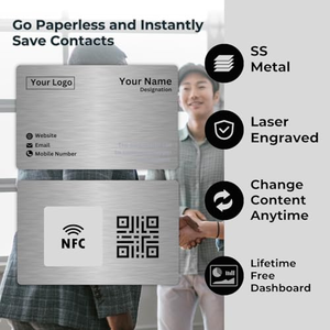 Carte Métallique Personnalisée en Acier Inoxydable Or Argent Noir, Carte RFID NFC, Carte Métallique NFC NTAG213 - Product Image 4