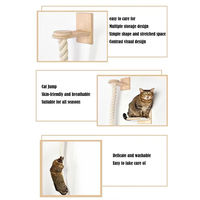 Kinghon Arbre à chat mural en bois, style moderne et classique, avec griffoir, espace de repos et jouets interactifs