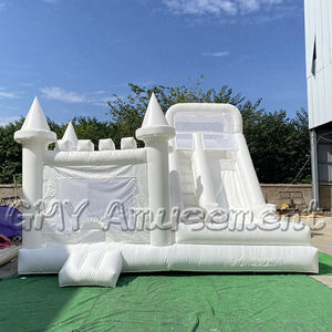 Combo gonfiabile commerciale all'aperto della casa di rimbalzo bianca con il pozzo della palla e lo scivolo gonfiabile dello scivolo d'acqua del castello - Product Image 3