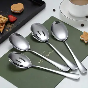 Restaurant Cutlery Serving Spoons Stainless Steel Slotted Spoon Set Buffet Banquet Utensils