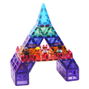 66 pièces Blocs de construction magnétiques pour enfants, jouets éducatifs STEM, thème princesse, blocs de construction magnétiques de dessins animés, <span class=keywords><strong>château</strong></span> rose - Product Image 5
