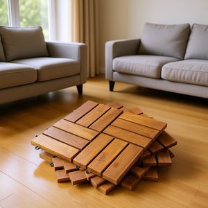 Plancher modulaire en bois d'acacia 12 pouces x 12 pouces, installation facile, salon intérieur, design contemporain, résistant à l'eau - Product Image 2