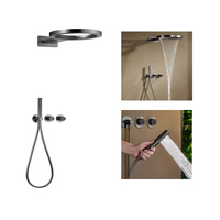 Robinet de douche dissimulé de luxe mitigeur métal cascade pommeau de douche rond double poignée en laiton ensemble de douche pluie