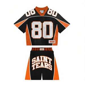 Camisetas de Manga Corta con Corte Cuadrado Personalizado, Estilo Urbano, Sublimación, Diseño de Bordado Tackle Twill, Jersey de Fútbol de Malla con Estampado - Product Image 2