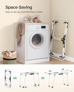 Séchoir à <span class=keywords><strong>linge</strong></span> en métal robuste pliable <span class=keywords><strong>pour</strong></span> balcon, buanderie, intérieur, extérieur, usage domestique - Product Image 5