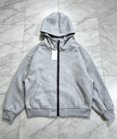 Sweat-shirt à capuche zippé épais avec logo brodé, coupe décontractée et oversize