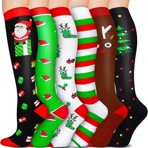 Mutlu renkli stil tıbbi varis çorabı çorap erkekler kadınlar için tatil hediye spor noel varis çorabı