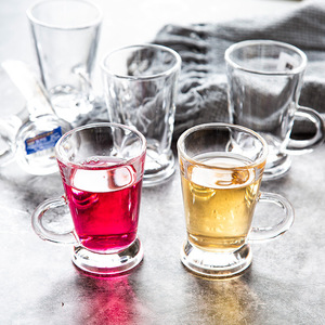 Gobelets en verre transparent gaufré de luxe classiques à succès avec poignée pour boire du thé, du jus, du café - Écologiques et compatibles lave-vaisselle - Product Image 2
