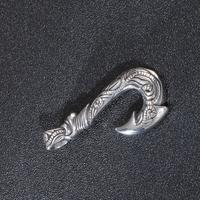 Collier pendentif en forme de crochet de poisson celtique en acier inoxydable plaqué argent vintage pour enfants, bijoux punk hip hop nordiques