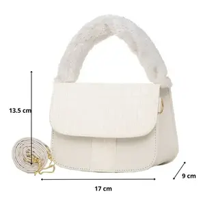 Sac à bandoulière de soirée Fana blanc à motif crocodile avec poignée en fausse fourrure et fermeture à rabat pour femme adulte - Product Image 4