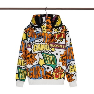 Sudadera con capucha para hombre estilo hip hop, ropa urbana de diseñador con grafiti, sudadera con capucha de algodón con cremallera y bordado gráfico Glo Gang para hombre - Product Image 6