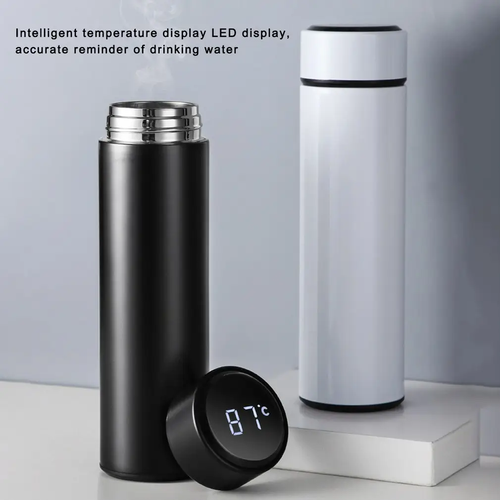 Thermos Bottle Hot Water Smart Thermal LED Display Temperature Vacuum Flasks Drinkware 500ml Smart Water Bottle