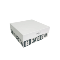 Boîte cadeau rigide de luxe personnalisée avec couvercle et base en papier, impression noir et blanc, emballage haut de gamme