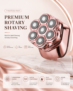 <span class=keywords><strong>Afeitadora</strong></span> Rotativa Flotante de 7 Cabezales Lucrotx para Hombre, <span class=keywords><strong>Afeitadora</strong></span> Magnética Desmontable a Prueba de Agua para Cabeza Calva con Pantalla Digital de Batería - Product Image 4