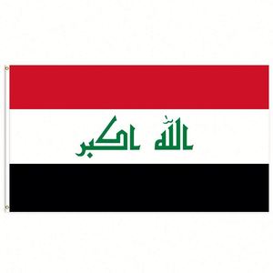 Bandera de Irak de 3x5 pies, tela de poliéster con dos ojales de latón, de una sola capa, para colgar en la pared, decoración para interiores y exteriores. - Product Image 1