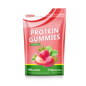 OEM <b>Protein</b> Gummies Boosts Sports Energy Gummy Supplement Strawberry Flavor <b>Protein</b> Sugar Free Creatine <b>Protein</b> Gummies - Product Image 1