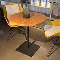 Meubles en bois NORYA pour la maison, table basse en bois massif de chêne et base en métal noir pour le salon, meubles de salle à manger