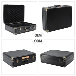 Estuche rígido de aluminio negro portátil con cerradura de combinación de contraseña personalizable OEM maletín de transporte archivador para equipo - Product Image 4
