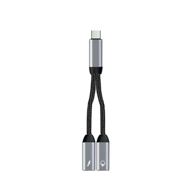 Nylon Braided 2-in-1 Type C Y Splitter Audio and Fast Charge Pd10W Otg for Camera Computer 5A Fast Charging for Type C Devices