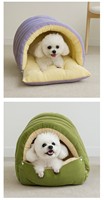Warm Plüsch Baumwolle Cat Half Shed Abnehmbares wasch bares Pet Cave Bett Nest