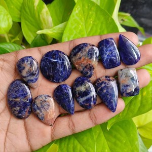 โซดาไลต์ธรรมชาติทรงหลังเบี้ย สีน้ำเงิน 219 กะรัต พลอยแจสเปอร์โซดาไลต์ สำหรับทำเครื่องประดับ ขายส่งจากอินเดีย - Product Image 3