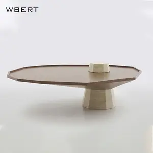 WBERT Italian Designer Custom Solid Wood Marble Coffee Table High-End Luxury Modern 'Wai Ji Feng' Style Living Room Table