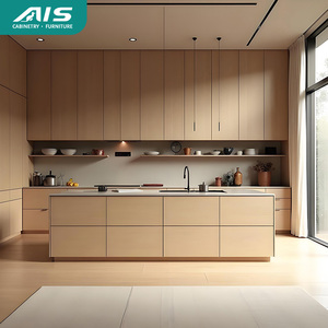 Armoires de cuisine modulaires AIS 2025 de style américain avec comptoir en marbre, finition laquée en bois massif, design moderne, évier inclus - Product Image 2