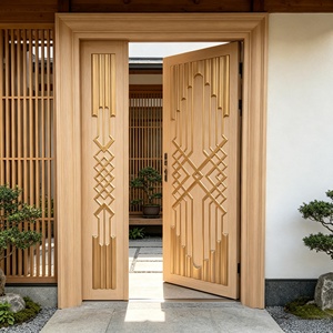 Portes extérieures modernes en alliage d'aluminium imperméable, portail double d'entrée de luxe en bronze gravé, anti-rouille, porte principale de villa - Product Image 4