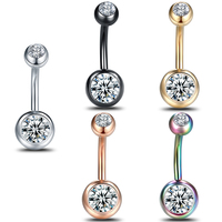 Piercing nombril en acier chirurgical 316L Double bijou nombril anneau de nombril boucles d'oreilles de base pour le ventre bijoux de piercing corporel