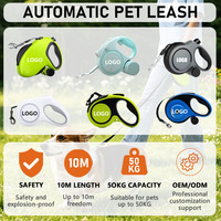Laisse pour chien LED en alliage et nylon de luxe, durable, en stock, avec fonction rétractable automatique, longueur réglable, déverrouillage rapide, couleur unie