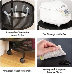 Nhiều lớp hộ gia đình tầng thường vụ Kim Loại Di động dây giỏ xoay Rau lưu trữ Kệ hiển thị giá cho nhà bếp - Product Image 5