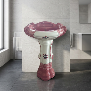 Lavabo de baño de pedestal independiente transparente de piedra de resina Artificial de diseño moderno de lujo - Product Image 5