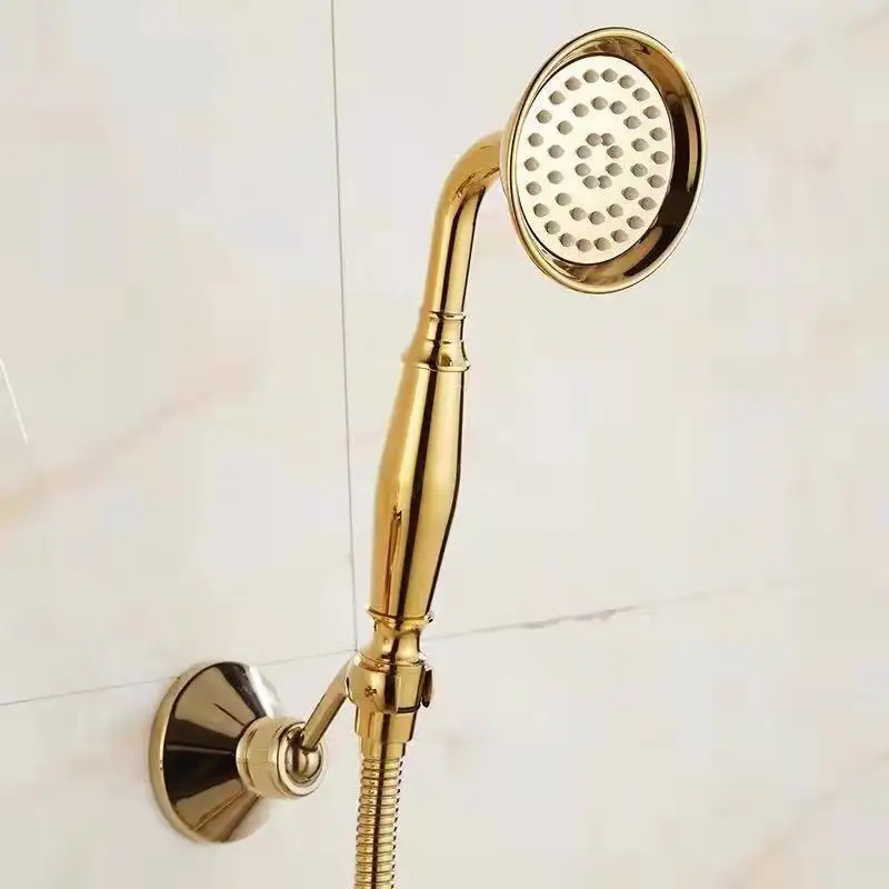 Cabezal de ducha de latón antiguo para baño, juego de ducha de mano retráctil