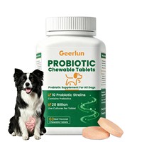 Comprimés à croquer probiotiques pour chiens, marque privée OEM, 10 souches, 20 milliards d'UFC, saveur bœuf, pour la digestion et la santé intestinale des animaux de compagnie