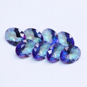 Sintetico blu zaffiro gemme ovale <span class=keywords><strong>mystic</strong></span> arcobaleno di pietra - Product Image 1