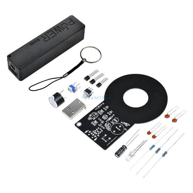 DC 3V-5V Metal Detector Kit 60mm Detective Non-contact Sensor Module with 18650 USB Power Bank Box Metal Finder Electronic DIY