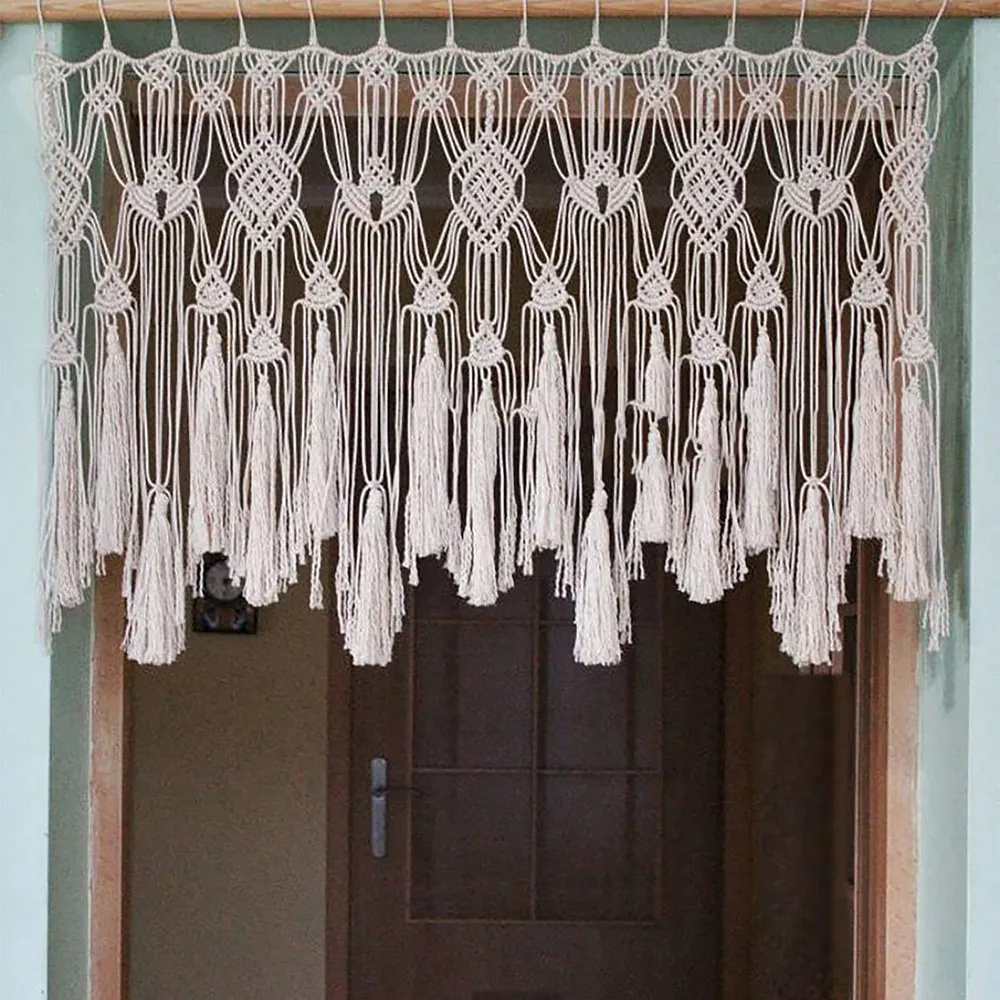 Custom Boho Chic Bohemian Wedding Wall Art Decor Handmade Cotton Cord Woven Tapestry Macrame Wall Hanging Macrame