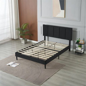 <span class=keywords><strong>Lit</strong></span> en bois massif avec rembourrage épais, design moderne, vente directe, meubles de chambre à coucher de villa, sans ressort, revêtement en velours <span class=keywords><strong>gris</strong></span> - Product Image 3