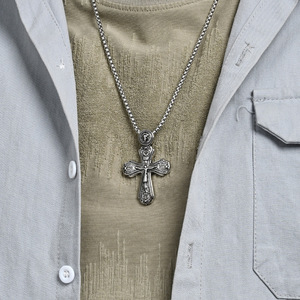 Hot-selling Gothic Saint <b>Titanium</b> Steel Pendant for Men and Women, Punk Retro Stainless Steel - Wholesale from the Source Factor - Product Image 3