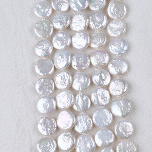 Perles d'eau douce blanches naturelles de Zhuji, 12-13 mm, bouton baroque, perle étrangère, matériau de bijoux, perles en vrac, vente en gros - Product Image 4