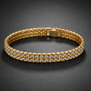 22K Gold Diamond Designer <b>Bracelet</b> for Men and Women Luxury Chain <b>Bracelet</b> Elegant Wedding Party Wear Jewelry - Product Image 2