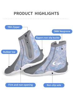 Botas de Buceo de Neopreno de 5 mm, Botas de Buceo con Diseño de Camuflaje, Botas de Neopreno Vulcanizadas Antideslizantes con Punta Redonda para Buceo y Pesca Submarina - Product Image 6