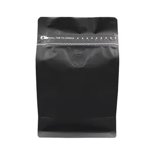 带阀门和拉链的黑色咖啡袋定制纸包装平底