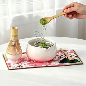 ชุดน้ำชาเซรามิก ถ้วยมัทฉะรูปดอกไม้ลายนูนสุดสร้างสรรค์ - Product Image 3