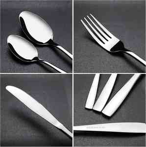 Juego de Cubiertos Ecológicos de Alta Calidad para Bodas, Acero Inoxidable 430, Tenedor, Cuchillo y Cuchara, Diseño Moderno con Acabado Espejo Láser, Cubertería al por Mayor - Product Image 2